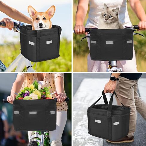 Instellar Bike Basket Front, Multi-Purpose Bicycle Handlebar Basket Folding Pet Cat Dog Carrier for Outdoor Cycling Shopping and Camping in Saudi Arabia