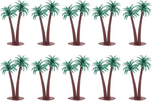 PATIKIL 2.6" Miniature Plastic Coconut Palm Tree, 10 Pack Mini Tree Decor Micro Plant Model for DIY Beach Landscape Prop Decoration, Dark Green in Saudi Arabia