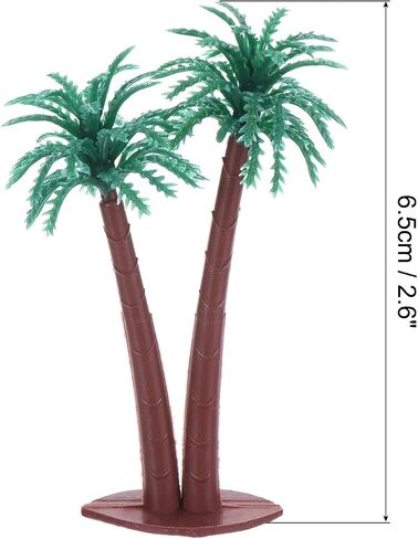 PATIKIL 2.6" Miniature Plastic Coconut Palm Tree, 10 Pack Mini Tree Decor Micro Plant Model for DIY Beach Landscape Prop Decoration, Dark Green in Saudi Arabia