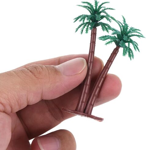 PATIKIL 2.6" Miniature Plastic Coconut Palm Tree, 10 Pack Mini Tree Decor Micro Plant Model for DIY Beach Landscape Prop Decoration, Dark Green in Saudi Arabia