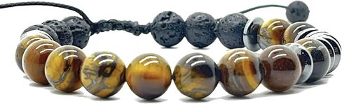 Morse Code Bracelet Triple Protection Bracelet for Women Men,Adjustable Handmade Tiger Eye Stone Hematite and Lava Stone Bracelet,Unique Gifts For Sons and Daughters (6mm, Good Luck) in Saudi Arabia