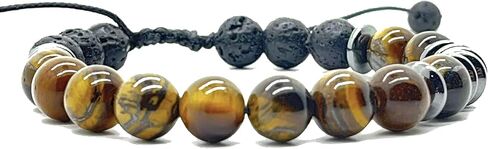 Morse Code Bracelet Triple Protection Bracelet for Women Men,Adjustable Handmade Tiger Eye Stone Hematite and Lava Stone Bracelet,Unique Gifts For Sons and Daughters (6mm, Good Luck) in Kuwait