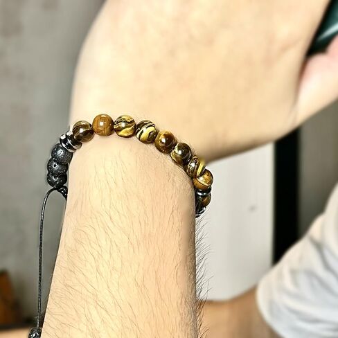 Morse Code Bracelet Triple Protection Bracelet for Women Men,Adjustable Handmade Tiger Eye Stone Hematite and Lava Stone Bracelet,Unique Gifts For Sons and Daughters (6mm, Good Luck) in Saudi Arabia