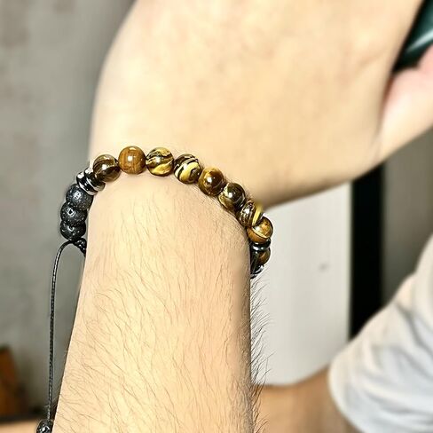 Morse Code Bracelet Triple Protection Bracelet for Women Men,Adjustable Handmade Tiger Eye Stone Hematite and Lava Stone Bracelet,Unique Gifts For Sons and Daughters (6mm, Good Luck) in Kuwait