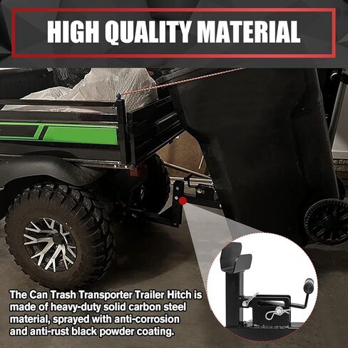 VIAGL قابل للتعديل سلة المهملات الناقل وصلة مع 2 '' وصلة استقبال محول، القمامة نقل وصلة جر يصلح للمقطورات والشاحنات والسيارات وعربة الغولف، مركبة، يمكن القمامة متعهد سحب عقبة الناقل in Kuwait