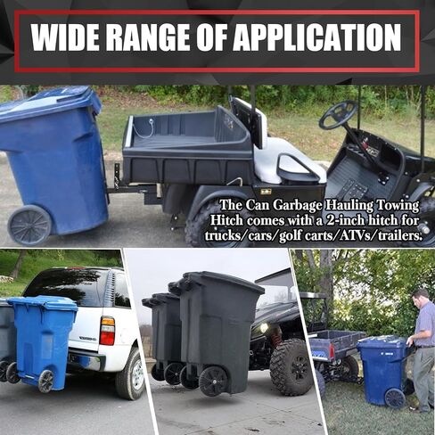 VIAGL قابل للتعديل سلة المهملات الناقل وصلة مع 2 '' وصلة استقبال محول، القمامة نقل وصلة جر يصلح للمقطورات والشاحنات والسيارات وعربة الغولف، مركبة، يمكن القمامة متعهد سحب عقبة الناقل in Kuwait