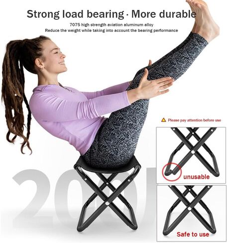 CALIDAKA Camping Stool Outdoor Camping Folding Chair Small Portable Beach Heavy-Duty,Mini Lightweight Slacker Chair for Outdoor Camping Hiking Fishing Traveling Picnic(Black) in Saudi Arabia