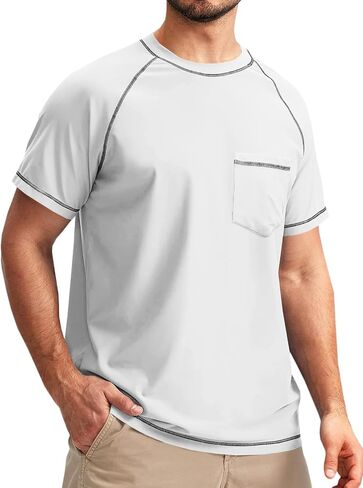 Runcati Mens Short Sleeve Swim Shirts Rash Guard UPF 50+ UV Sun Protection Beach Fishing Quick Dry T-Shirt in Saudi Arabia