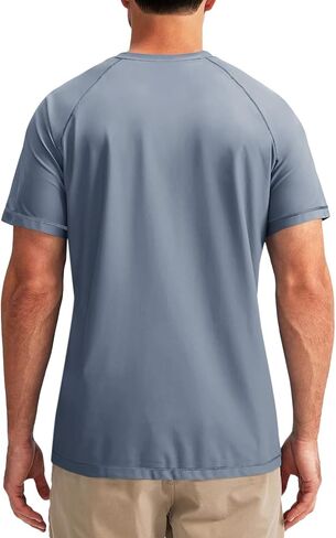 Runcati Mens Short Sleeve Swim Shirts Rash Guard UPF 50+ UV Sun Protection Beach Fishing Quick Dry T-Shirt in Saudi Arabia