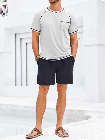 Runcati Mens Short Sleeve Swim Shirts Rash Guard UPF 50+ UV Sun Protection Beach Fishing Quick Dry T-Shirt in Saudi Arabia