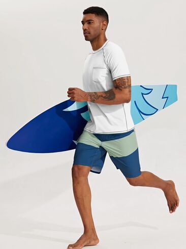Runcati Mens Short Sleeve Swim Shirts Rash Guard UPF 50+ UV Sun Protection Beach Fishing Quick Dry T-Shirt in Saudi Arabia