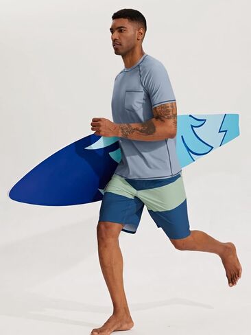 Runcati Mens Short Sleeve Swim Shirts Rash Guard UPF 50+ UV Sun Protection Beach Fishing Quick Dry T-Shirt in Saudi Arabia
