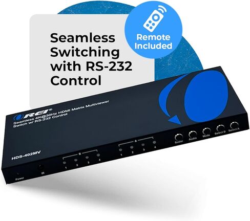 OREI Quad Multi HDMI Viewer 4 in 2 Out, HDMI Matrix Switcher 4 Ports Seamless Switching and IR Remote Supports 4K PIP PS5/PC/DVD/Security Camera, HDMI Switch RS-232 Optical Out - HDS-402MV in Saudi Arabia