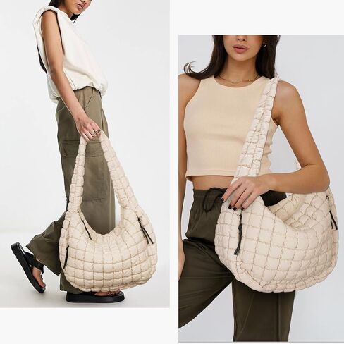 Juoxeepy Quilted Tote Bag Large Quilted Carryall Puffer Shoulder Bag Lightweight Quilted Padding Hobo Bag Quilted Bag in Saudi Arabia