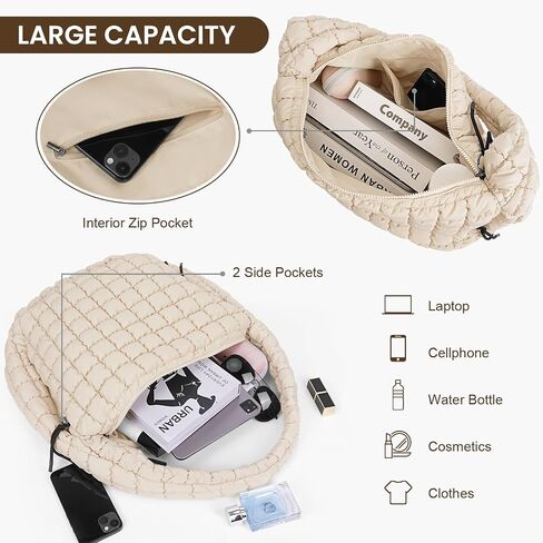 Juoxeepy Quilted Tote Bag Large Quilted Carryall Puffer Shoulder Bag Lightweight Quilted Padding Hobo Bag Quilted Bag in Saudi Arabia