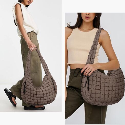 Juoxeepy Quilted Tote Bag Large Quilted Carryall Puffer Shoulder Bag Lightweight Quilted Padding Hobo Bag Quilted Bag in Saudi Arabia