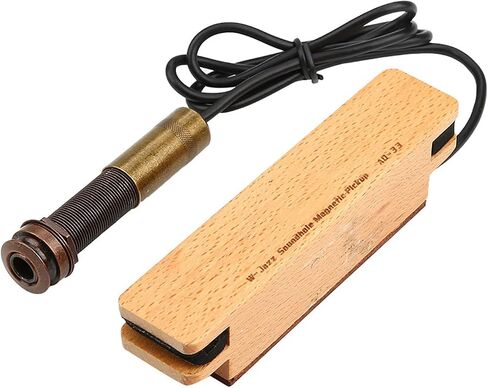 Wood Guitar Pickup, Portable Closed Guitar Pickup Wooden Passive Magnetic External Pickup 6.35mm Plug for Acoustic Folk Guitar in Saudi Arabia