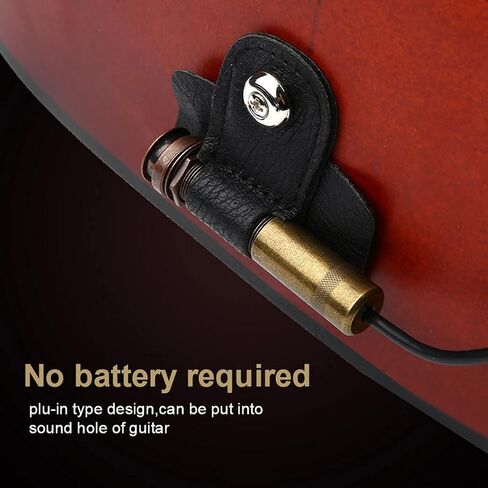Wood Guitar Pickup, Portable Closed Guitar Pickup Wooden Passive Magnetic External Pickup 6.35mm Plug for Acoustic Folk Guitar in Saudi Arabia