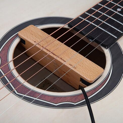 Wood Guitar Pickup, Portable Closed Guitar Pickup Wooden Passive Magnetic External Pickup 6.35mm Plug for Acoustic Folk Guitar in Saudi Arabia