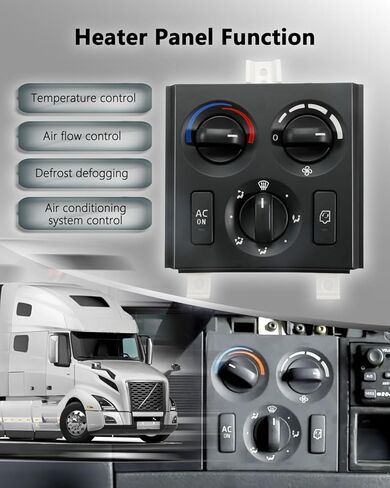 وحدة التحكم في المناخ لسخان التيار المتردد 12 فولت 21326144 20511569، التوصيل والتشغيل، مفتاح لوحة التحكم في درجة حرارة تكييف الهواء مناسب لشاحنة فولفو VNL 2003-2024 in Kuwait