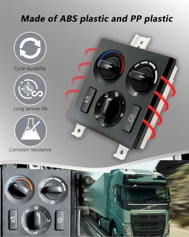 وحدة التحكم في المناخ لسخان التيار المتردد 12 فولت 21326144 20511569، التوصيل والتشغيل، مفتاح لوحة التحكم في درجة حرارة تكييف الهواء مناسب لشاحنة فولفو VNL 2003-2024 in Kuwait