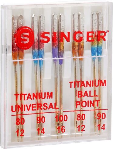 SINGER Universal Regular & Ball Point Titanium Sewing Machine Needles, Sizes 80/12, 90/14, 100/16-10 Count in Saudi Arabia
