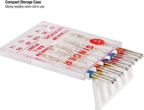 SINGER Universal Regular & Ball Point Titanium Sewing Machine Needles, Sizes 80/12, 90/14, 100/16-10 Count in Saudi Arabia