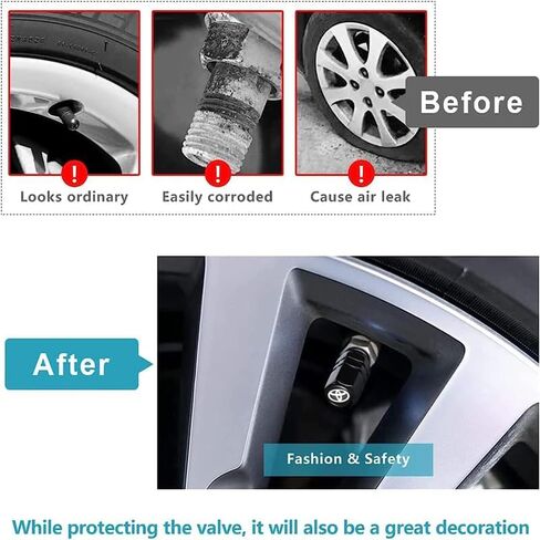 MAISUY Tire Valve Caps, Valve Stem Caps for TRD Racing Development Sequoia Tundra Tacoma 4Runner PRO, Car Tire Caps for Corrosion Resistant Leak-Proof Car Accessories, Black in Saudi Arabia