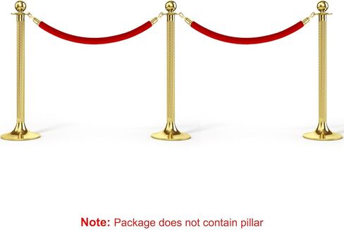 حبل عمود مخملي أحمر بطول 5 أقدام من باتيكل، 4 قطع من حبل حاجز التحكم في الحشود مع خطافات المفاجئة للأعمدة ومقسم طابور مسرح الفندق، ذهبي in Kuwait