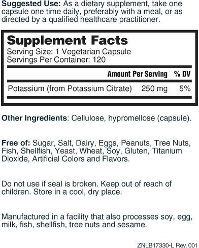 Nature's Lab Gold Potassium Citrate - Nerve, Muscle and Heart Health Support - 250mg Potassium Citrate - 120 Capsules (120 Day Supply) in Saudi Arabia
