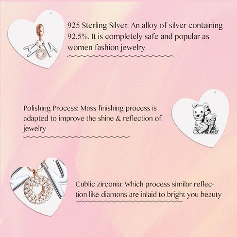 Doyafer Rose Gold Mom Charms Pendant for Women Bracelets Necklace Lovely Bear Beads Gift for Mom （ pack of 2） in Saudi Arabia