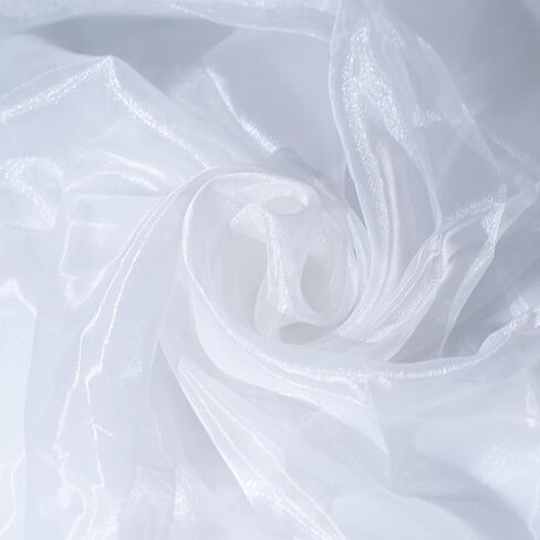 Fynite Sheer Organza Fabric | 1 Yard Long | 44" Wide | Bridal Solid Sheer Organza Bolt for Wedding Dress Fashion Craft Decorations Silky Shiny Sheer Organza - White in Saudi Arabia