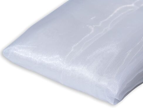 Fynite Sheer Organza Fabric | 1 Yard Long | 44" Wide | Bridal Solid Sheer Organza Bolt for Wedding Dress Fashion Craft Decorations Silky Shiny Sheer Organza - White in Saudi Arabia