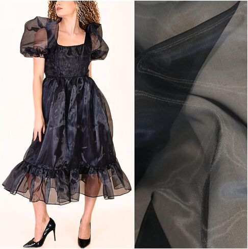 Fynite Sheer Organza Fabric | 1 Yard Long | 44" Wide | Bridal Solid Sheer Organza Bolt for Wedding Dress Fashion Craft Decorations Silky Shiny Sheer Organza - White in Saudi Arabia