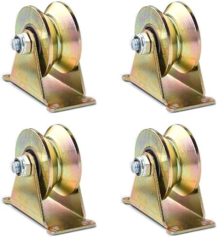Fieaheily 2" V Groove Wheel Heavy Duty Rigid Caster with Bracket for Inverted Track, Sliding Gate, Rolling Gate, Industrial Machines, Wire Rope Rail, Loading Capacity 660 lbs - 4 Pack in Saudi Arabia