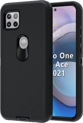 NUFR for Moto One 5G Ace Case,Motorola One 5G Ace 2021 Heavy Duty case[ with Clip], [Shockproof] [Dropproof] [Dust-Proof], Compatible with Motorola one 5G ace (Black) in Saudi Arabia