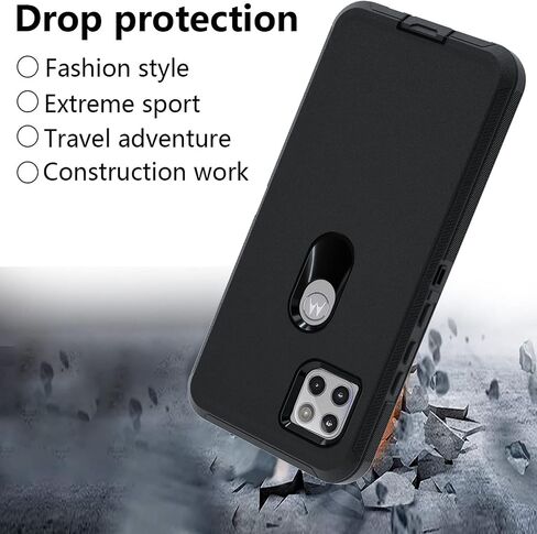 NUFR for Moto One 5G Ace Case,Motorola One 5G Ace 2021 Heavy Duty case[ with Clip], [Shockproof] [Dropproof] [Dust-Proof], Compatible with Motorola one 5G ace (Black) in Saudi Arabia