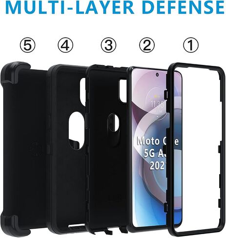 NUFR for Moto One 5G Ace Case,Motorola One 5G Ace 2021 Heavy Duty case[ with Clip], [Shockproof] [Dropproof] [Dust-Proof], Compatible with Motorola one 5G ace (Black) in Saudi Arabia