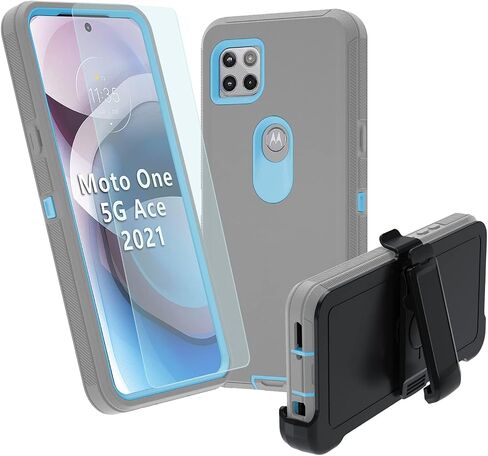 NUFR for Moto One 5G Ace Case,Motorola One 5G Ace 2021 Heavy Duty case[ with Clip], [Shockproof] [Dropproof] [Dust-Proof], Compatible with Motorola one 5G ace (Black) in Saudi Arabia