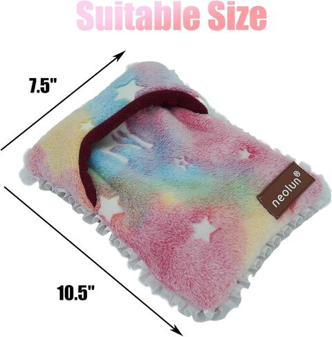 neolun Rabbit Bunny Bed Guinea Pig Bed Noctilucent Mats Plush Bunny Pad Mats Small Animal Dog Cat Bed Dog Crate Kennel Pad Mat Hamster Cozy Dog Bed Mat for Small Animal(Colorful) in Saudi Arabia