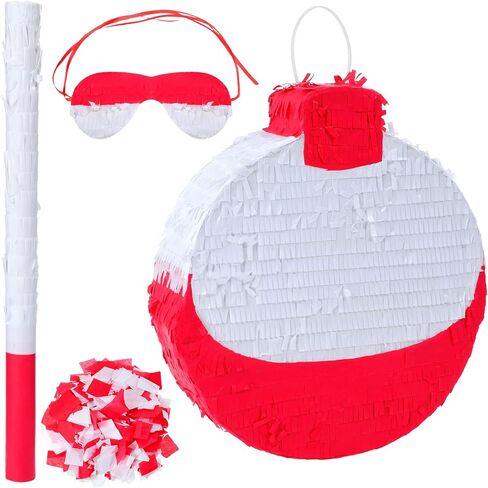 VercanMonth Summer Fishing Bobbers Pinata with Pinata Stick and Blindfold Confetti Set Birthday Pinata for Fishing Fishermen Theme Birthday Party Decors Party Favors Photo Prop Supplies Decorations in Saudi Arabia