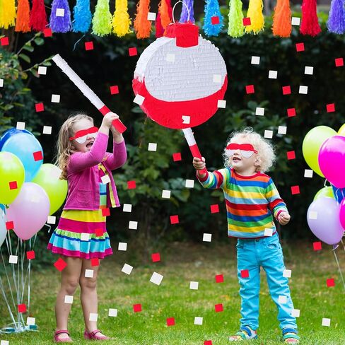 VercanMonth Summer Fishing Bobbers Pinata with Pinata Stick and Blindfold Confetti Set Birthday Pinata for Fishing Fishermen Theme Birthday Party Decors Party Favors Photo Prop Supplies Decorations in Saudi Arabia