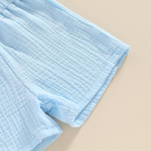 VISGOGO Infant Baby Toddler Girls Summer Clothes Solid Color Sleeveless Camisole Linen Short Set Baby Summer Outfits in Saudi Arabia