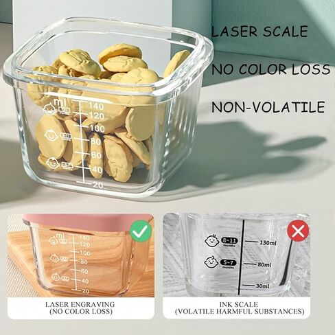 CUAIBB Baby Bowls,4 Pack Baby Food Storage Containers, 4.39+5.4 oz Glass Baby Food Containers - Leakproof Storage Jars with Breathable Holes Lids (Green Pink - 4 Set) in Kuwait