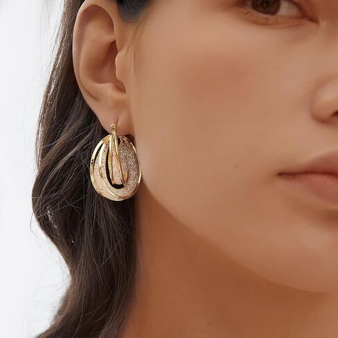 LAOGESH 14K Gold Plated 925 Pure Silver Hypoallergenic Dainty Crystal Hoop Earrings for Women in Saudi Arabia