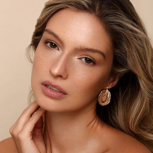 LAOGESH 14K Gold Plated 925 Pure Silver Hypoallergenic Dainty Crystal Hoop Earrings for Women in Saudi Arabia