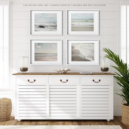 LISA RUSSO FINE ART - Muted Coastal Beach Wall Art Set of 4 SMALL 5x7" Prints - Not Framed - Shabby Chic Beach, Ocean, Sea Pictures in Neutral Blue, Grey, Brown for Bathroom, Bedroom, Office Decor in Saudi Arabia