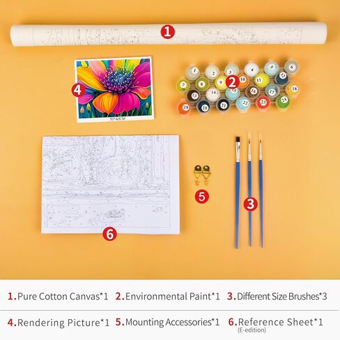 TUMOVO Paint by Numbers Flowers, Abstract Colored Petal Paint by Number for Adults, Easy Paint by Numbers Kits on Canvas Drawing Paintwork with Paintbrushes 16x20 inches (Frameless) in Saudi Arabia