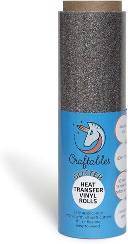 Navy Blue Glitter Heat Transfer Vinyl 6 ft. Roll HTV - Easy to Weed Tshirt Iron on Vinyl for Silhouette Cameo, Cricut, Heat Press, All Craft Cutters by Craftables in Saudi Arabia