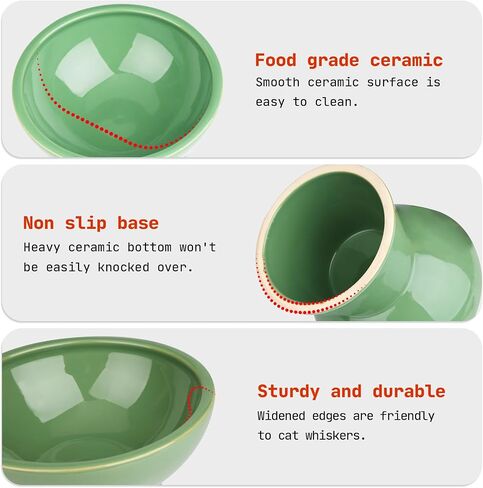 SUNQEBO Elevated Cat Bowls, Ceramic Raised Cat Bowl for Food and Water, Tilted Small Dogs and Puppy Bowl Backflow Prevention and Protect Pet's Spines, Artistic Unique Shape (2 Pack, White) in Saudi Arabia